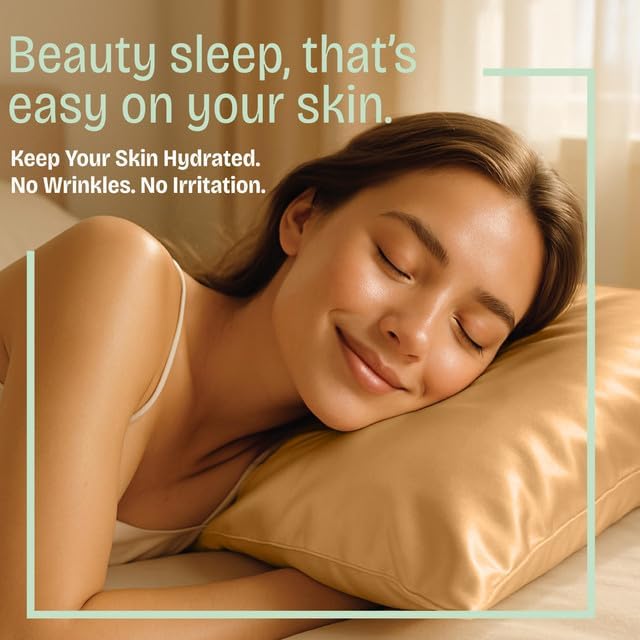 BLISSFORD Satin Pillowcase with Zipper, for Hair and Skin Care, Feels Soft and Cool Like a Silk Pillowcase, Gold Satin Pillow Cases 2 Pack, Slik Pillow Cover, King Size - Set of 2
