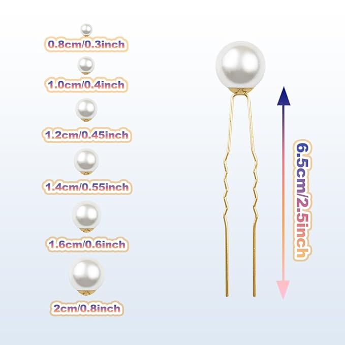 ELANE 36 Pcs Pearl Hair Pins for Wedding Hairstyles,Pearl Bridal Hair Accessories Pearl Bobby Pins for Hair,Pearl Hair Accessories for Wedding (Gold)