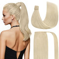 Ve Sunny Hair Extensions Ponytail Real Human Hair 80G Wrap Around Clip in Ponytail Hair Extensions Straight Extensions Human Hair for Women White Platinum Blonde 14inch
