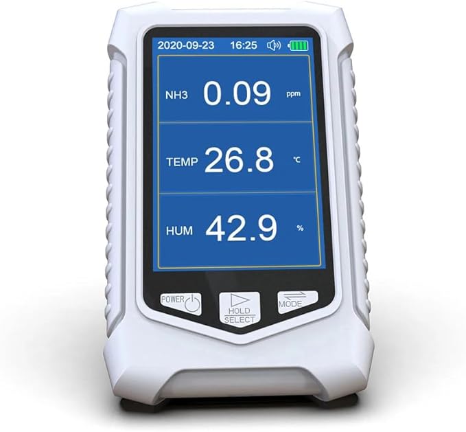 Ammonia Gas Detector NH3 Monitor, Handheld NH3 Tester with Temperature Humidity, Air Quality Monitor