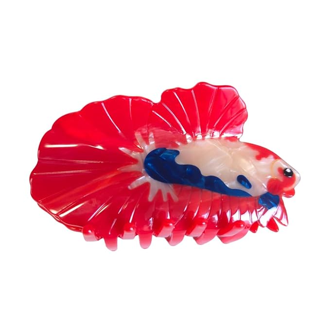 Novelty Aquatic Animals Hair Clips,Fighting Fish Hair Clip,Cellulose Acetate Hair Clips,Big Claw Clips for Women