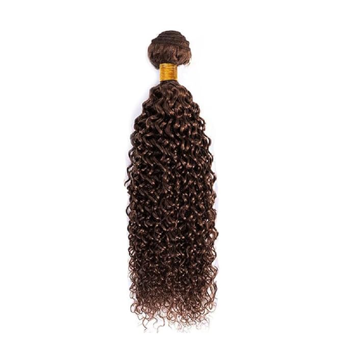 Brown Kinky Curly Bundles Human Hair Chocolate Brown Bundles Niegmeag Brazilian Virgin Remy Hair Single Bundle 12 Inch Double Weft Soft and Silky Color 4 Kinky Curly Bundle Hair Weave