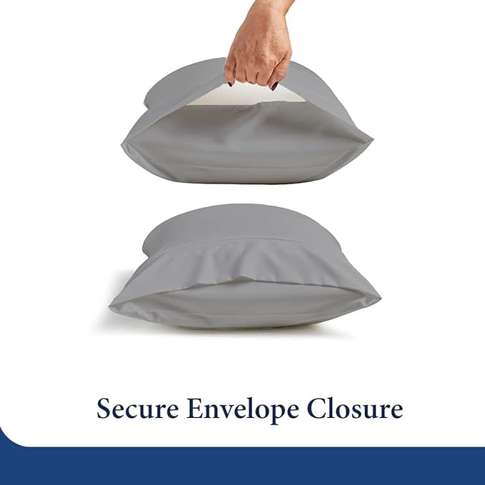 SKY BEDDINGS Queen Pillowcase Set of 2 - Soft Brushed Microfiber Pillow Cases with Envelope Clouser - Wrinkle-Free, Fade-Resistant Pillow Covers - 20 x 30 Inches, Light Grey