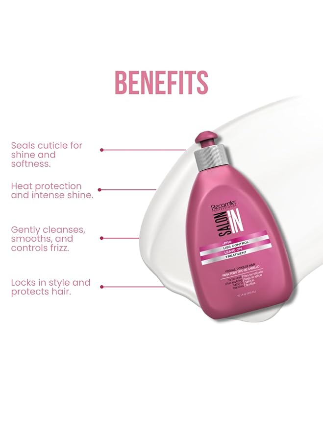 Salon In Recamier Liss Control Leave On Treatment – 10.58 oz | Anti-Frizz & Smoothing Hair Repair for Straightened or Frizzy Hair