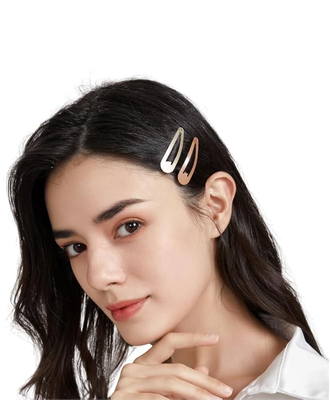 Dofash 12PCS Snap Hair Clips For Women-Non Slip & Metal Hair Barrettes, 5cm 2'' Small Clips For Thin & Fine Hair, Blonde + Light Brown