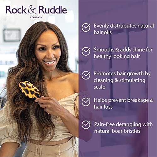 Rock & Ruddle Natural Mixed Boar Bristle Hair Brush for Women and Kids (Small/Travel Size, 17.5cm) - Perfect for Wet or Dry Hair, Detangling Smoothing Blowdrying - Made in UK - Darling Dogs
