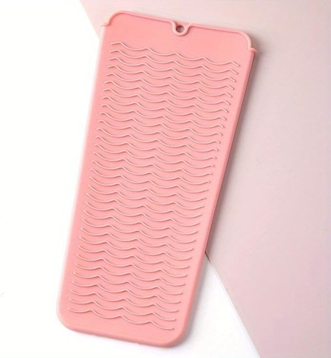 Silicone Heat Insulation Pad, Heat Resistant Silicone Mat Pouch for Flat Iron, Hot Hair Tools, Portable Hair Styling Tool Accessories (Blue)