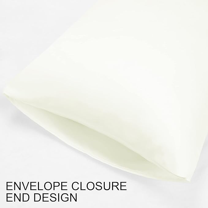 uxcell 2 Pack Silk Satin Pillowcase for Hair and Skin, Cool, Silky, Soft Breathable Pillow Cases Standard Size 20x26 Inch Sateen Pillowcase Pearl White with Envelope Closure