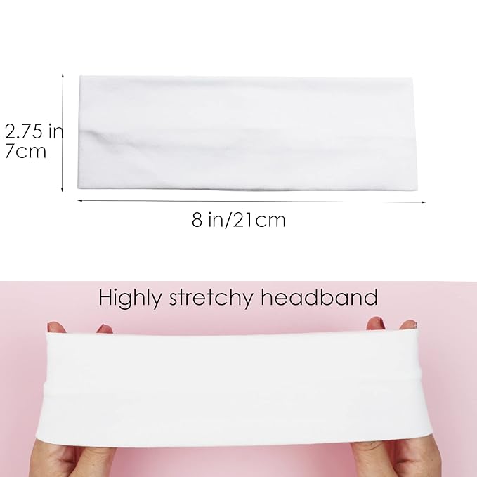 6 Pcs White Headbands for Women Hair Cotton Headband for Tie Dye Party Supplies, Non-slip Stretchy Elastic Head Wrap Holder Hair Accessories