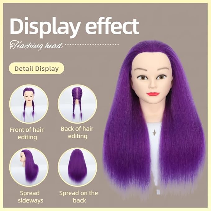 100% Real Hair Mannequin Head Training Head Manikin Cosmetology Doll Head for Hairdresser Practice Braiding Hair Styling with Clamp stand (18-inch)