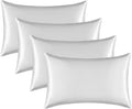 Satin Silk Pillowcase for Hair and Skin, Black Pillow Cases Standard Size Set of 4 Pack Super Soft Pillow Case with Zipper Closure (Ivory, Queen(4 Pack))