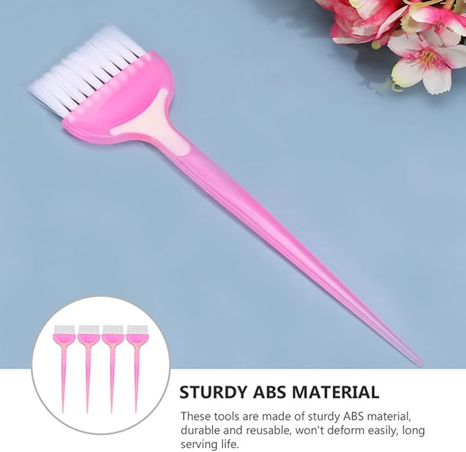 Beaupretty 4PCS Hair Dye Brush Hair Color Brush Hair Tint Highlight Salon Barber Hair Coloring Applicator Kit Pink