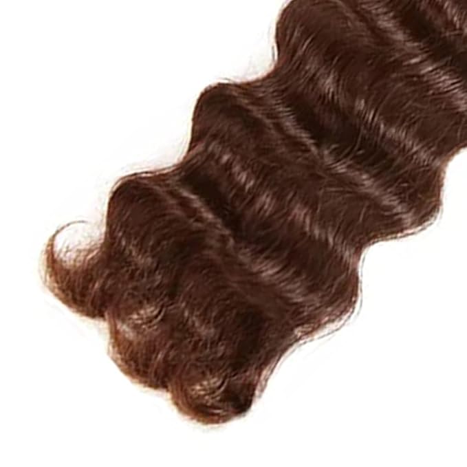 Color 4 Human Hair Bundles Chocolate Brown Deep Wave Bundles Niegmeag Unprocessed Peruvian Virgin Remy Hair Single Bundle 24 Inch Double Weft Hair Weave