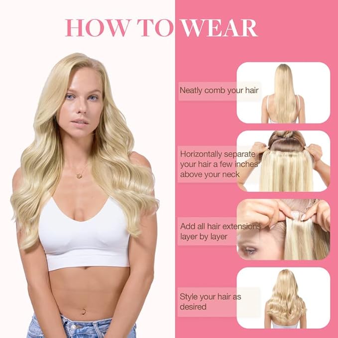 GOO GOO Remy Human Hair Clip in Extensions - Natural Real Hair, 22in 150g 9Pcs, Balayage Ash to Platinum Blonde