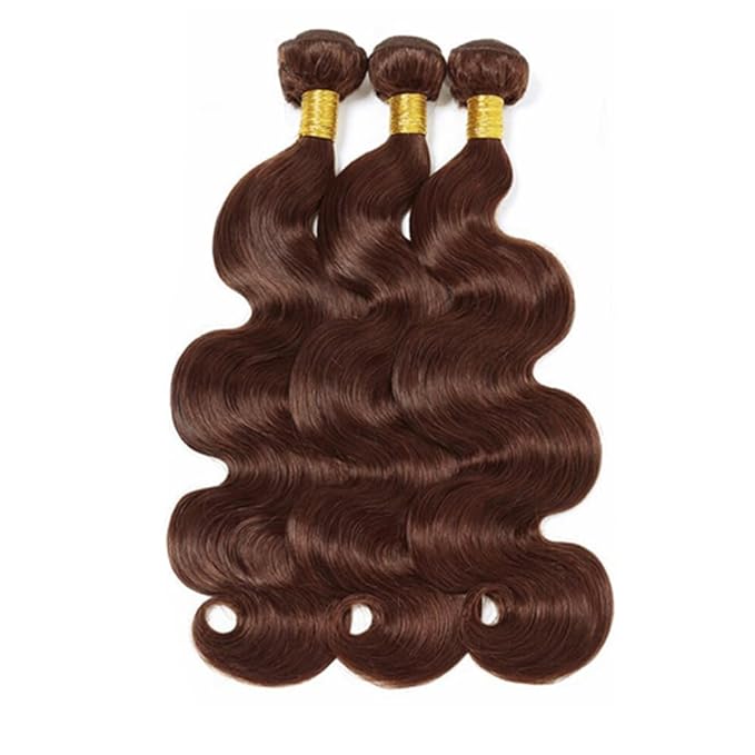 Brown Body Wave Bundles Human Hair Chocolate Brown Bundle Niegmeag Brazilian Virgin Remy Hair 3 Bundles 12 14 16 Inch Color 4 Body Wave Bundle Double Weft Hair Weave
