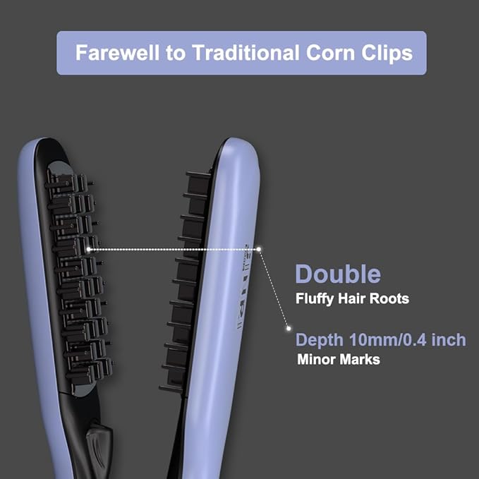 JINRI Hair Iron, Hair Brush, Pumped-Up Volume, Adjustable Temp, 360 ° Tail Rotation, Lasting Volume, for Short Or Thin Hair, Dual Voltage (100-240V), Volumizing Hair Iron, Purple, 1.25 inch