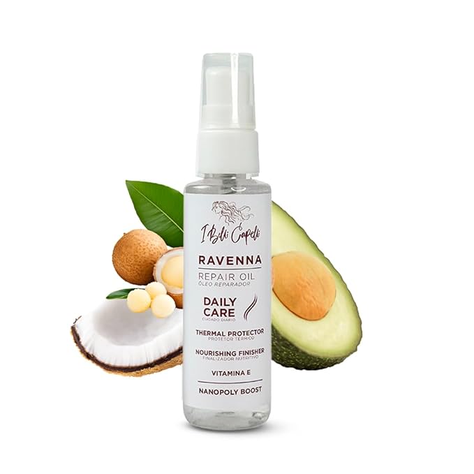 I Belli Capelli Ravenna Hair Oil for Frizzy Hair – Split End Repair, Heat Protection & Deep Hydration – Macadamia, Avocado & Coconut Oil for Damaged, Dry & All Hair Types (60ml/2.02 Fl Oz)