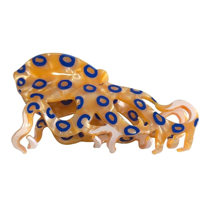 Cute Big Blue-Ringed Octopus Hair Clips,Novelty Acetate Octopus Element Claw Clip