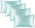 BEDELITE Satin Pillowcase for Hair and Skin, Super Soft Similar to Silk Pillow Cases 4 Pack with Envelope Closure, Cooling Pillowcases for Women Men (20"x30" Queen Size, Blue Grey)