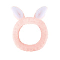 Jowmoy Cute Light Pink Rabbit Ears Headband Frog Eye Elastic to Wash Face for Women Makeup Shower Spa (1 Pack)