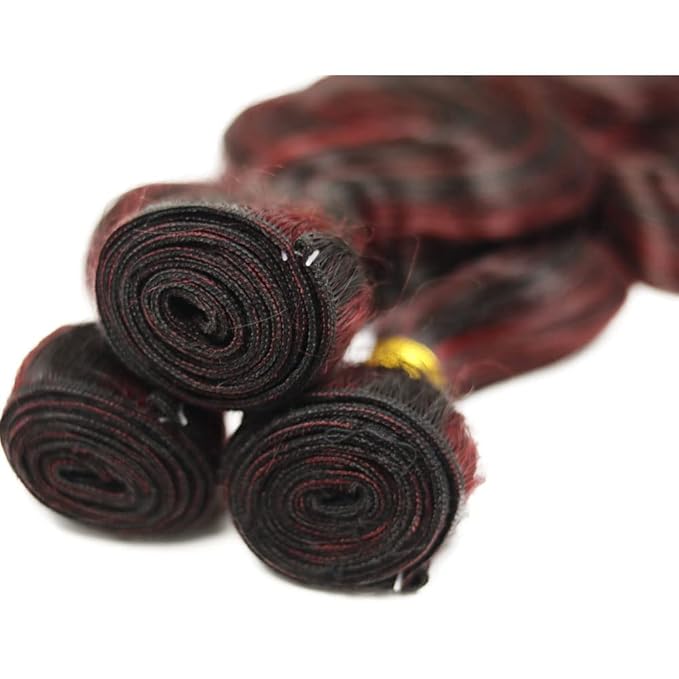 99j Bundles Human Hair P1B99j Body Wave Bundles 2 Tone Black and Burgundy Bundle 12 12 12 Inch Peruvian Unprocessed Virgin Remy Hair Extensions