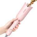Ufree Automatic Rotating Curling Iron, 1 Inch Ceramic Curling Wand, 1-Click Hair Curler with 3 Heat & Timers, Anti-Scald Design, 1M Ionic Care, Dual Voltage for Travel Beach Waves, Pink