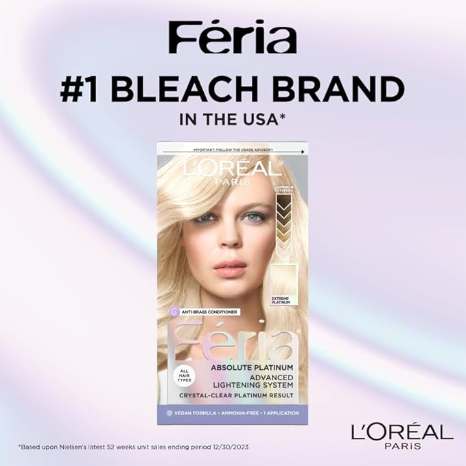 L'Oreal Paris Feria Multi-Faceted Shimmering Permanent Hair Color, Extreme Platinum, Pack of 1 Hair Dye Kit