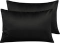 NTBAY Zippered Satin Pillow Cases for Hair and Skin, Luxury Queen Hidden Zipper Pillowcases Set of 2, 20x30 Inches, Black