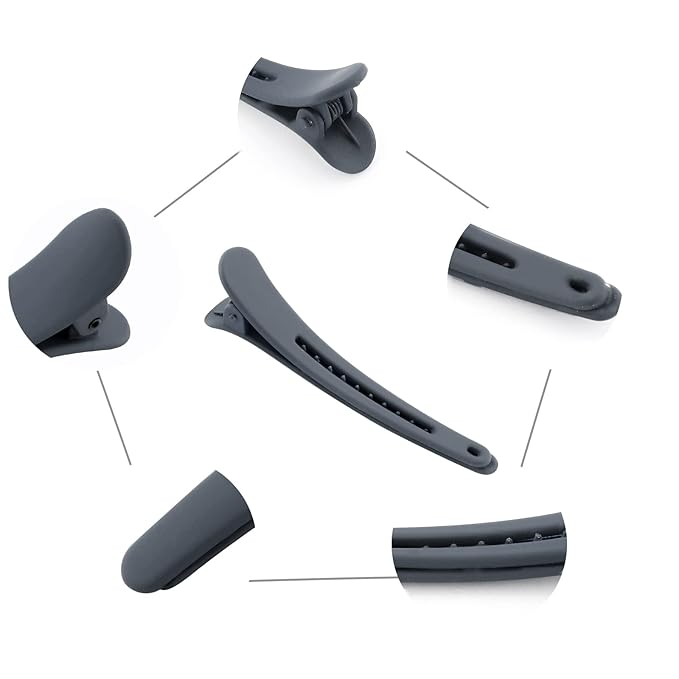YISSION 12 PCS Hair Clips for Styling Sectioning, 3.1 Inch Matte Alligator No Crease Duck Billed Hair Barrettes for Women Girls Gray