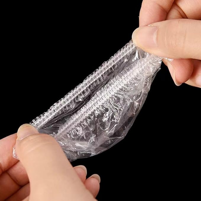 100 PCS Disposable Ear Covers for Shower, Clear Plastic Ear Shower Caps, Waterproof Ear Protectors for Hair Dye
