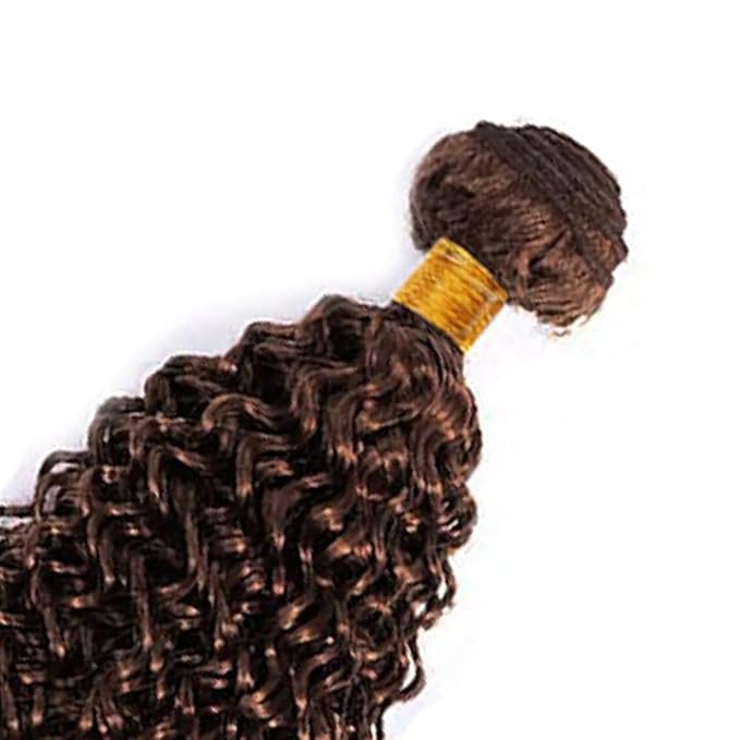 Chocolate Brown Human Hair Bundles Color 4 Kinky Curly Bundles Double Weft Niegmeag Grade 8A Brazilian Virgin Remy Hair Single Bundle 14 Inch