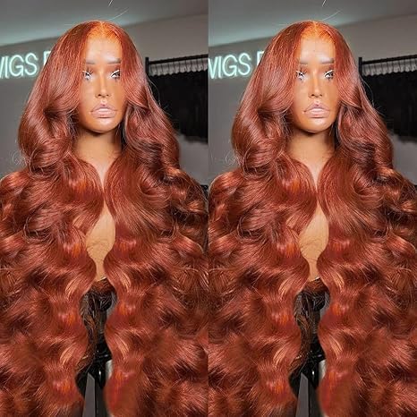 AMIRTY 200% Density Ginger Wig Human Hair 13X4 HD Transparent Lace Front Wigs Human Hair Pre Plucked with Baby Hair Chestnut Brown #33 Human Hair Wigs For Women 24 Inch