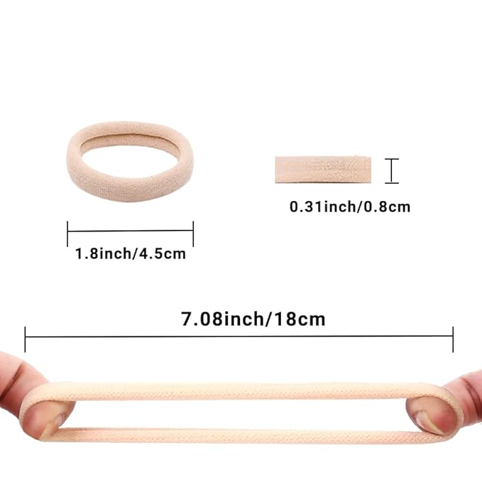 Hair Ties Hair Elastics Bands Seamless Cotton No Damage Thick Curly Hair Long-Lasting Braids Ponytails Holders All Hair Types Pain-Free Hair Accessories Women Men Blond Colors 50 PCS