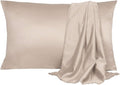 uxcell 2 Pack Silk Satin Pillowcase for Hair and Skin, Cool, Silky, Soft Breathable Pillow Cases Standard Size 20x26 Inch Sateen Pillowcase Light Tan with Envelope Closure