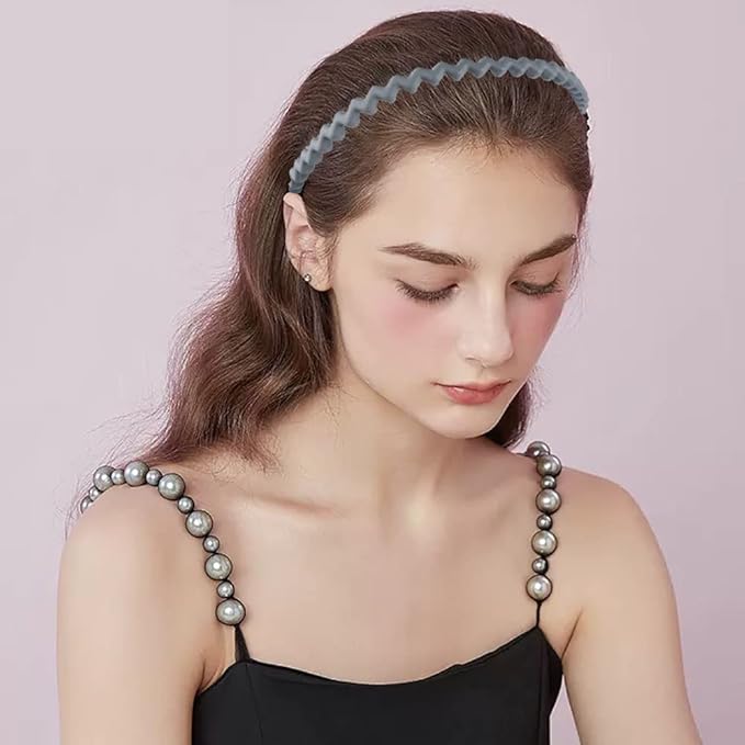 LAPOHI 8 PCS Non Slip Fashion Effortless Plastic Headbands with Teeth Comb Skinny Hair Accessories Bands for Women Men Teen Girls, Long Teeth Morandi