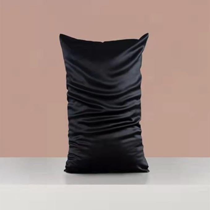 Black Silk Pillowcase with Natural Dye Made in USA, Oeko-TEX Certified Real 22 Momme King Silk Pillow Cases with Zipper for Beauty Sleep, Anti Aging, 1 Pack 20"x36" (King, Black)
