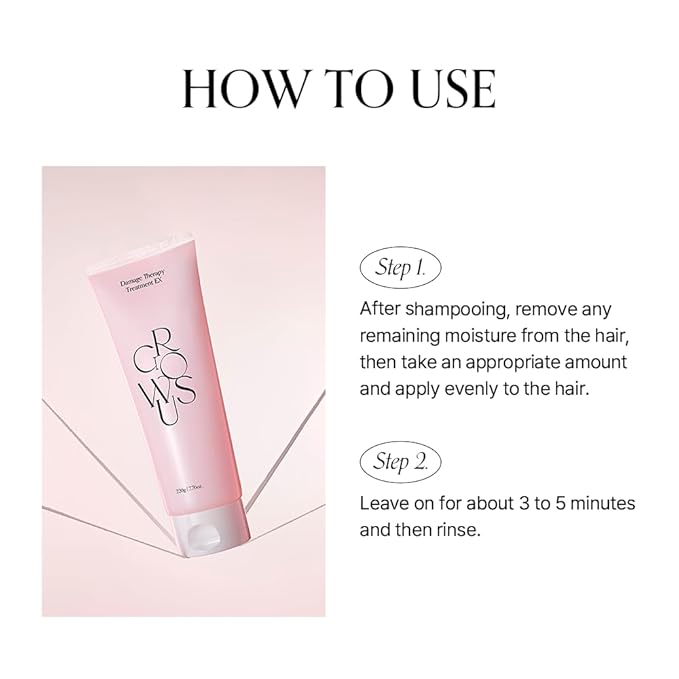 GROWUS Damage Therapy Protein Hair Treatment 7.43 fl oz | Repair & Hydrate for Dry, Brittle Hair | Creamy Deep Conditioner with Bulgarian Rose Musk Scent | Paraben & Sulfate Free | K-Beauty