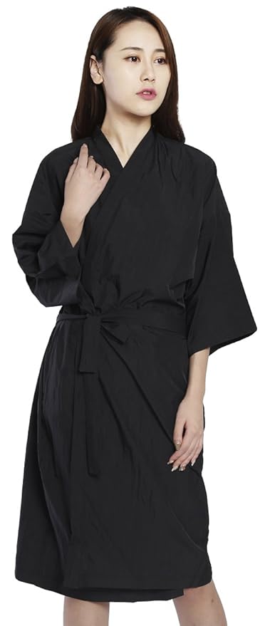 PERFEHAIR Salon Client Gowns Kimono Style, Hair Salon Smocks Capes- 43 Inch Long (Black)