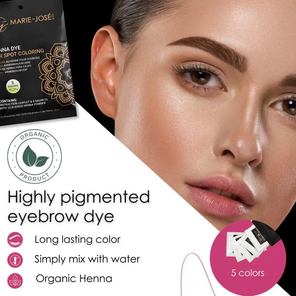 Marie-José Henna Dye Set - Professional Henna Tint Kit for Spot Coloring - Covers Grey Hair - Root Touch Up - Good for 50 Applications (Starter Kit)