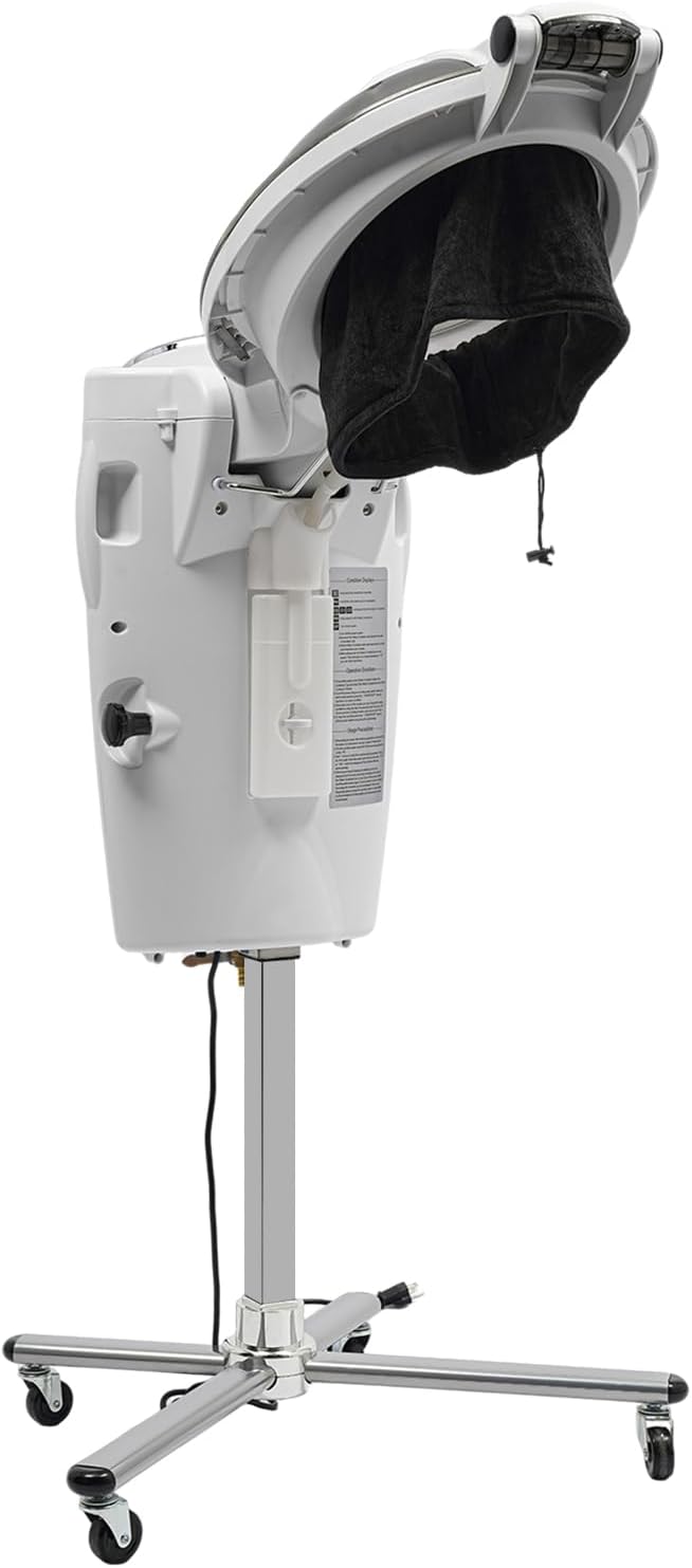 700W Professional Hair Steamer with Ozone & Nano Mist, 2L Tank, Adjustable Height 55-66", 12 Color Lights, for Salon & Home Use - Hair Treatment, Coloring, Conditioning, Drying, Styling (White)