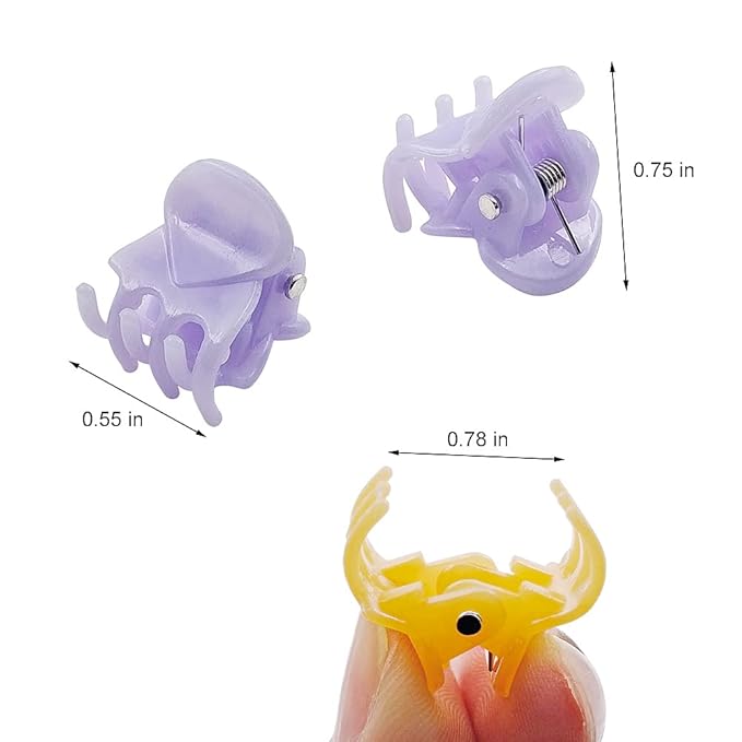 50 PCS Mini Hair Claw Clips， Bangs Strong Grip Multifunction Clamp Clips. (Jelly color)