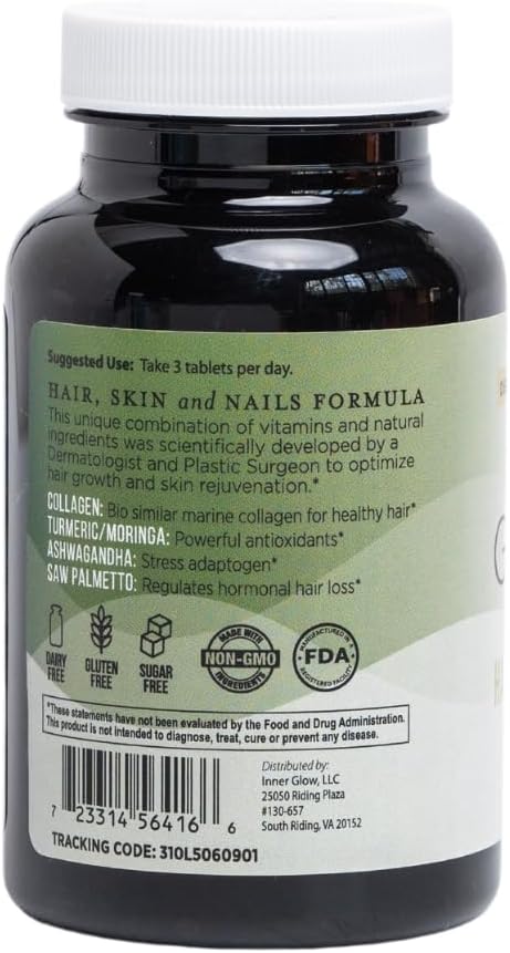 Advanced Hair, Skin & Nails Vitamins – Doctor-Developed Hair Supplement with Biotin, Collagen Peptides, Vitamin E & B12 – Clinically Tested 12-Week Results, Made in USA, Non-GMO