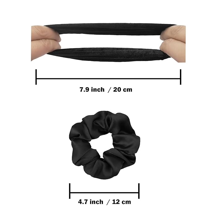 IVARYSS Scrunchies for Hair Sleep, Premium Satin Soft Than Silk for Women Curly Hair, Cute Bands Ties for Girls Thin | Thick Hair Styling, 12 Pack, Dark