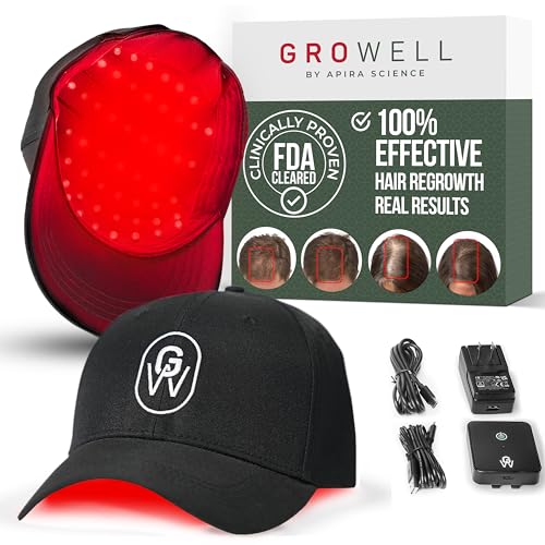 Red Light Therapy Hair Growth Cap – FDA Cleared Laser Treatment for Hair Regrowth and Reduced Shedding – LED & Laser Red Light Therapy Clinically Proven in Double-Blind Studies -Black