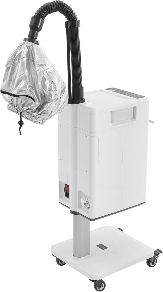 Nano Hair Steamer, Professional Micro-Mist Hair Steamer 6 Modes Adjustable, Floor Type 360° Rotation Universal Wheel for Hair Deep Care Hair Repair Salon Spa (White Stye)