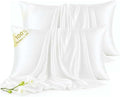 Set of 2 100% Mulberry Silk Pillow Cases - 6A Luxury Silk Pillowcase for Hair and Skin – Anti-Wrinkle, Cooling & Smooth, Hidden Zipper – 2 Pack White Silk Pillow Cases (White, Standard)