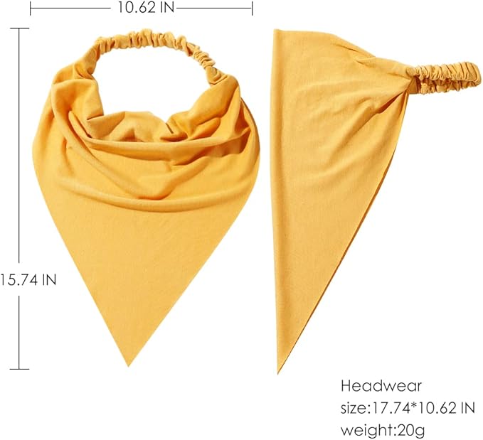 6 Pack Hair Scarf Headband for Women Elastic Bandana Head Scarf Large Boho Triangle Kerchief with Clips Non Slip Scarves