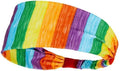 Rainbow Headband for Women Non Slip Elastic Sweat Hairbands Fashion Sports Hair Bands Soft Cloth Fabric Stretchy Headband for Running Workout Yoga