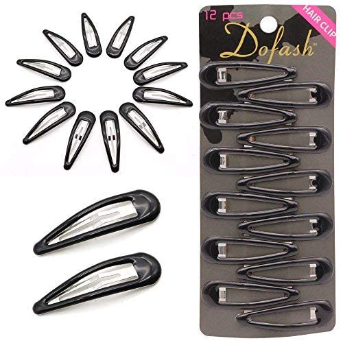 Dofash 2IN Epoxy Snap Hair Clips for Women, 12 Count - Black Amber