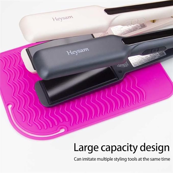 Heysam Flat Iron Silicone Heat Mat for Curling Irons, Hair Straighteners and Curling Comb, Hair Styling Tools Travel Storage Mat/Heat Resistant Pad for Countertop and Drawer, Black, Size: 9"x6.5"